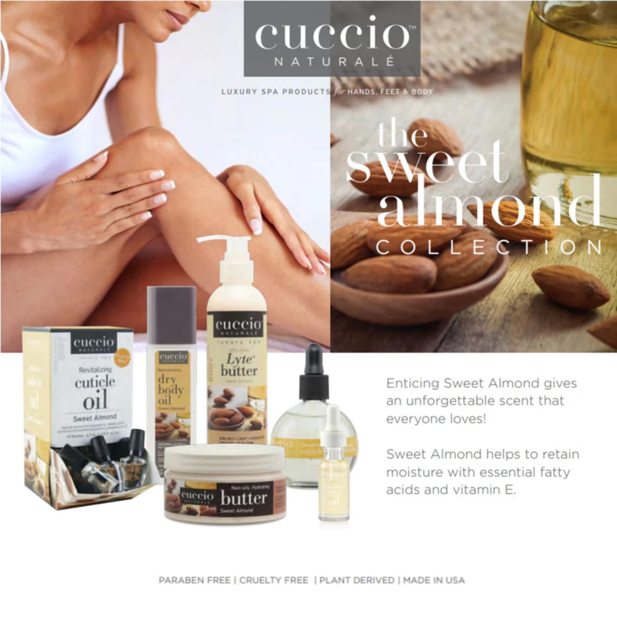 Cuccio Naturale Butter Blend Sweet Almond Body Butter - Ultra Moisturizing Non-Greasy Cream for Dry Skin - Enriched with Vitamin E & Fatty Acids Beauty & Personal Care Cuccio