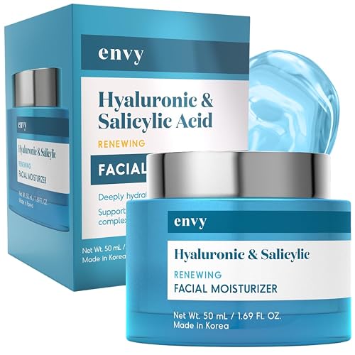 Envy Hyaluronic & Salicylic Acid Face Moisturizer Cream - Hydrating, Acne Scar Reduction & Anti-Aging Day Cream - Dermatologist Tested, Clean Beauty Beauty & Personal Care Envy