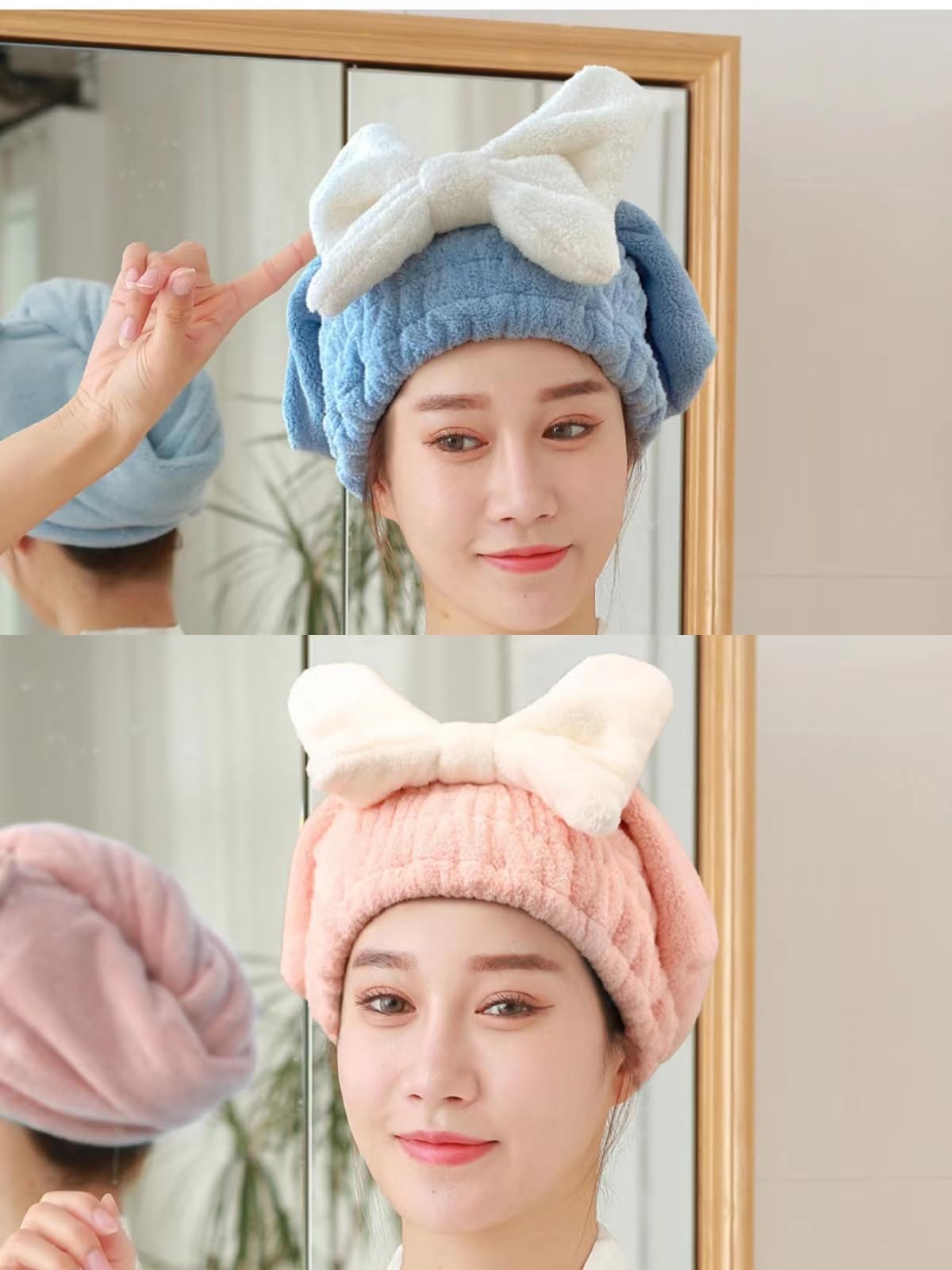 LUGEMA Super Absorbent Hair Towel Wrap for Wet Hair, Microfiber Hair Drying Caps Soft Absorbent Quick Drying Cap for Curly Thick Hair, Fast Drying