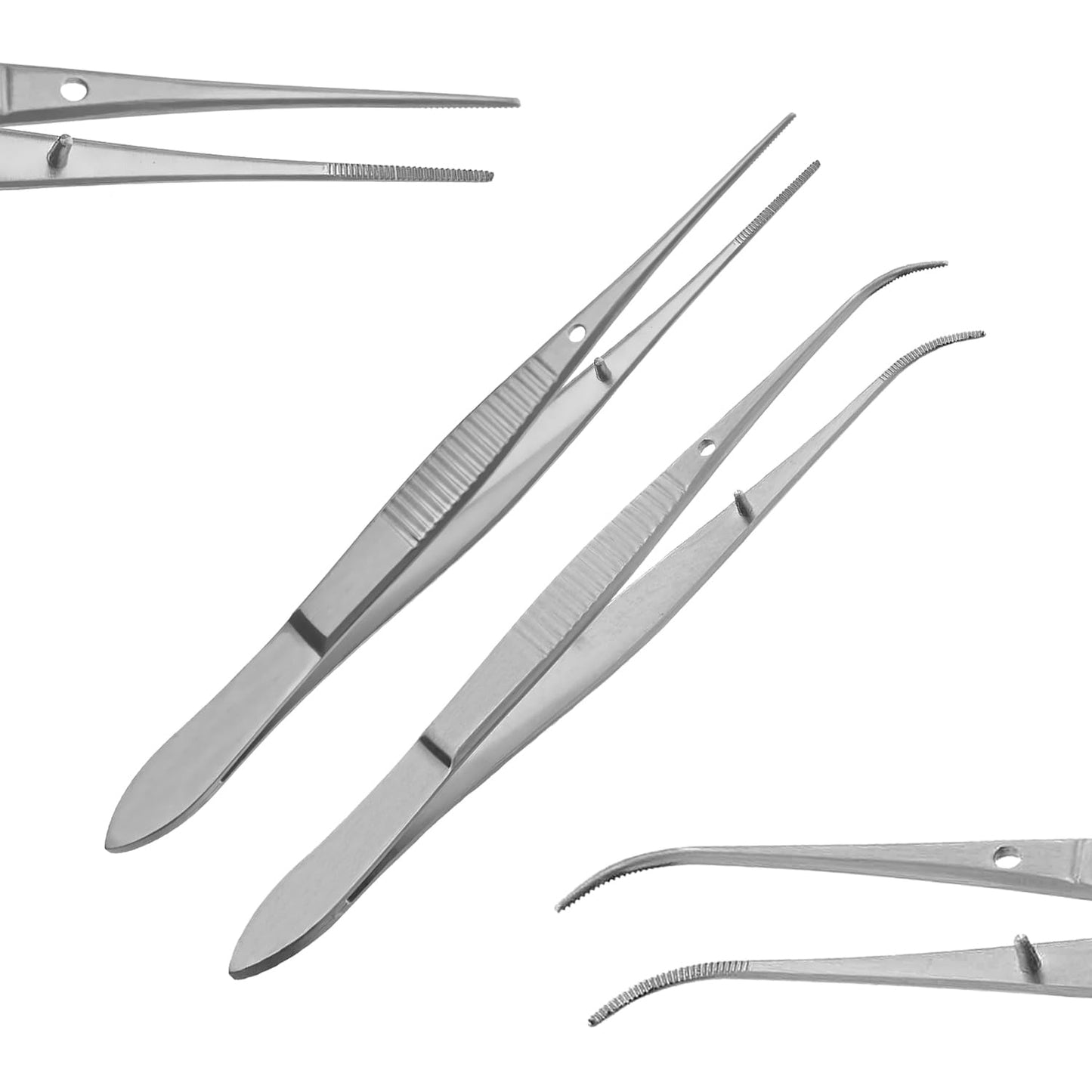 Splinter Forceps - Fine Point - Tweezers Stainless Steel Straight & Curved (Set of 8 Pcs W Magnifying Glass) Beauty and Personal Care SURGICAL ONLINE