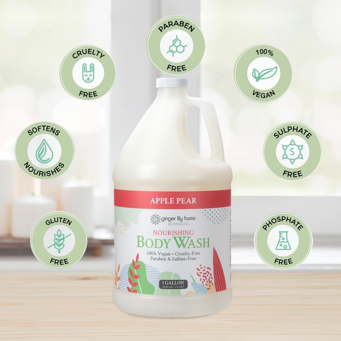 Ginger Lily Farms Botanicals Nourishing Body Wash, 100% Vegan & Cruelty-Free, Apple Pear Scent, 1 Gallon (Pack of 4) Beauty & Personal Care Ginger Lily Farms
