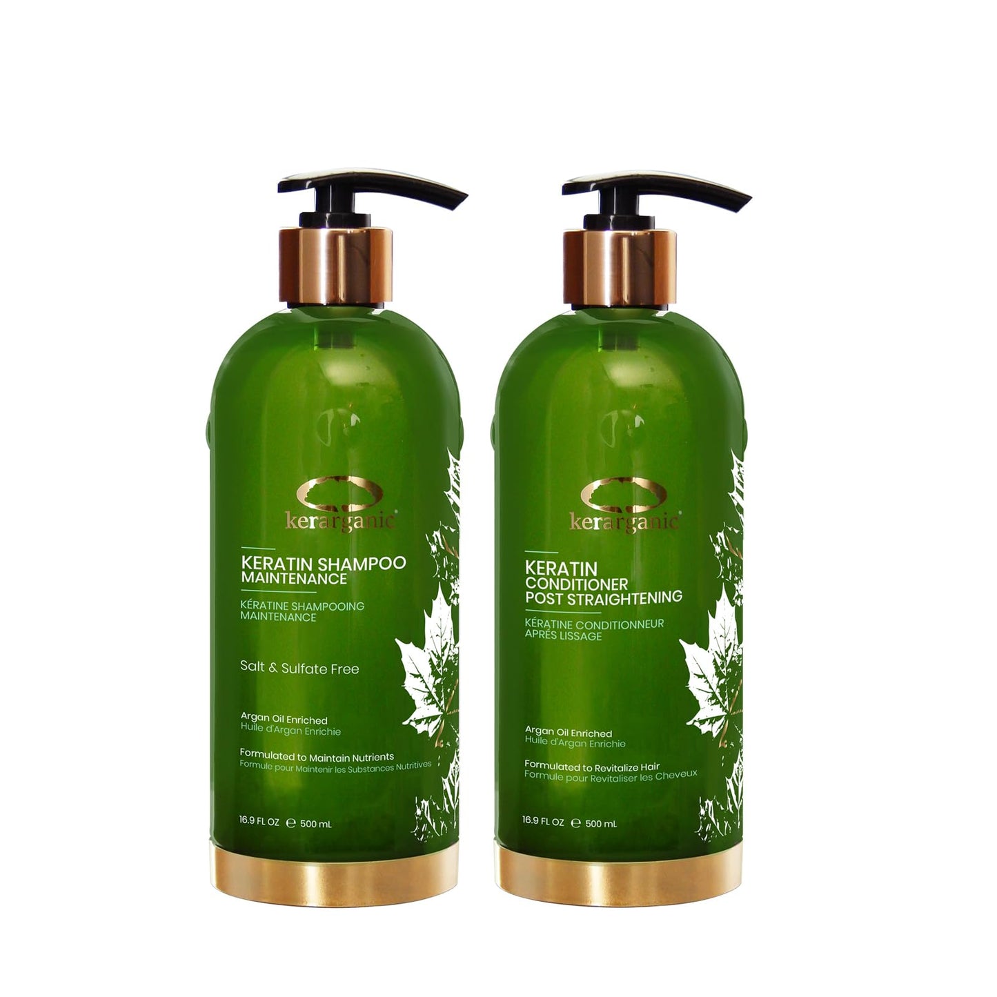 Kerarganic Keratin Shampoo Maintenance +Conditioner Post-Straightening Premium Set 500ml/16.9floz Beauty & Personal Care KERARGANIC