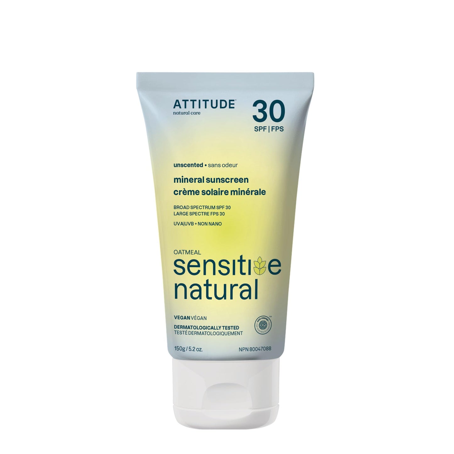 ATTITUDE Mineral Sunscreen for Sensitive Skin, EWG Verified, Broad Spectrum UVA/UVB, Dermatologically Tested, Plant and Mineral-Based Formula, Vegan Beauty & Personal Care ATTITUDE