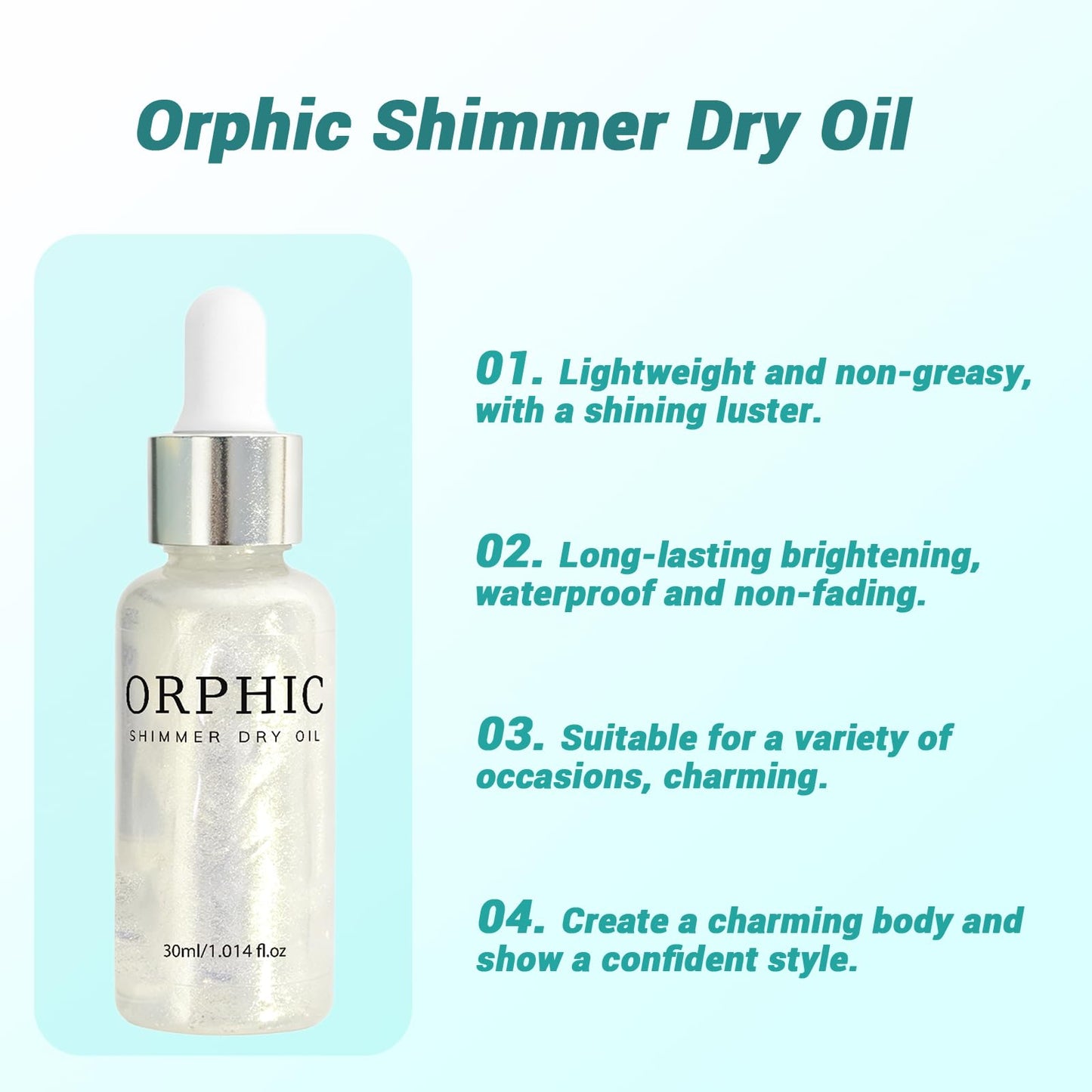 Orphic Shimmer Dry Oil, Body Glitter Oil Liquid Highlighter, Fast-Absorbing Face Brighten, Beauty Glowing Oils, Makeup Sparkle Shine Long Lasting Beauty & Personal Care Orphic Shimmer