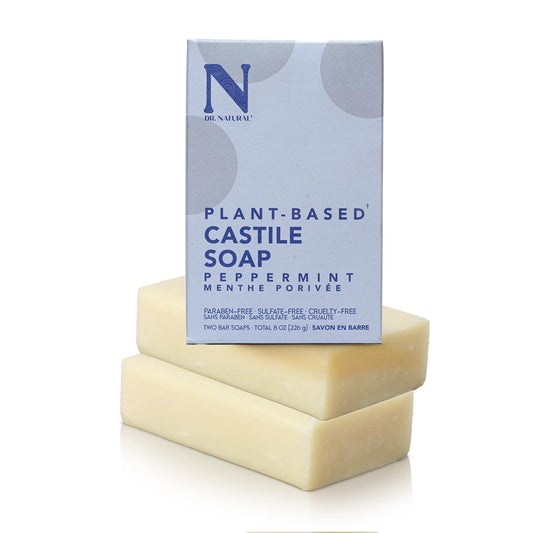 Dr. Natural Castile Bar Soap - Multipurpose Soap Bar with Anti-Acne Properties - For Face, Body, Hair - Sensitive Skin Body Wash - Peppermint - 2 pcs Beauty & Personal Care Dr. Natural