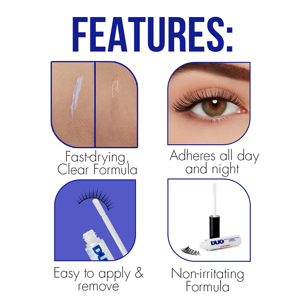 DUO Quick-Set Strong Hold Eyelash Lash Glue - White/Clear,Latex-Free,Waterproof,Fast Drying Strip Lash Adhesive 0.18 oz,(Pack of 4) Beauty and Personal Care DUO