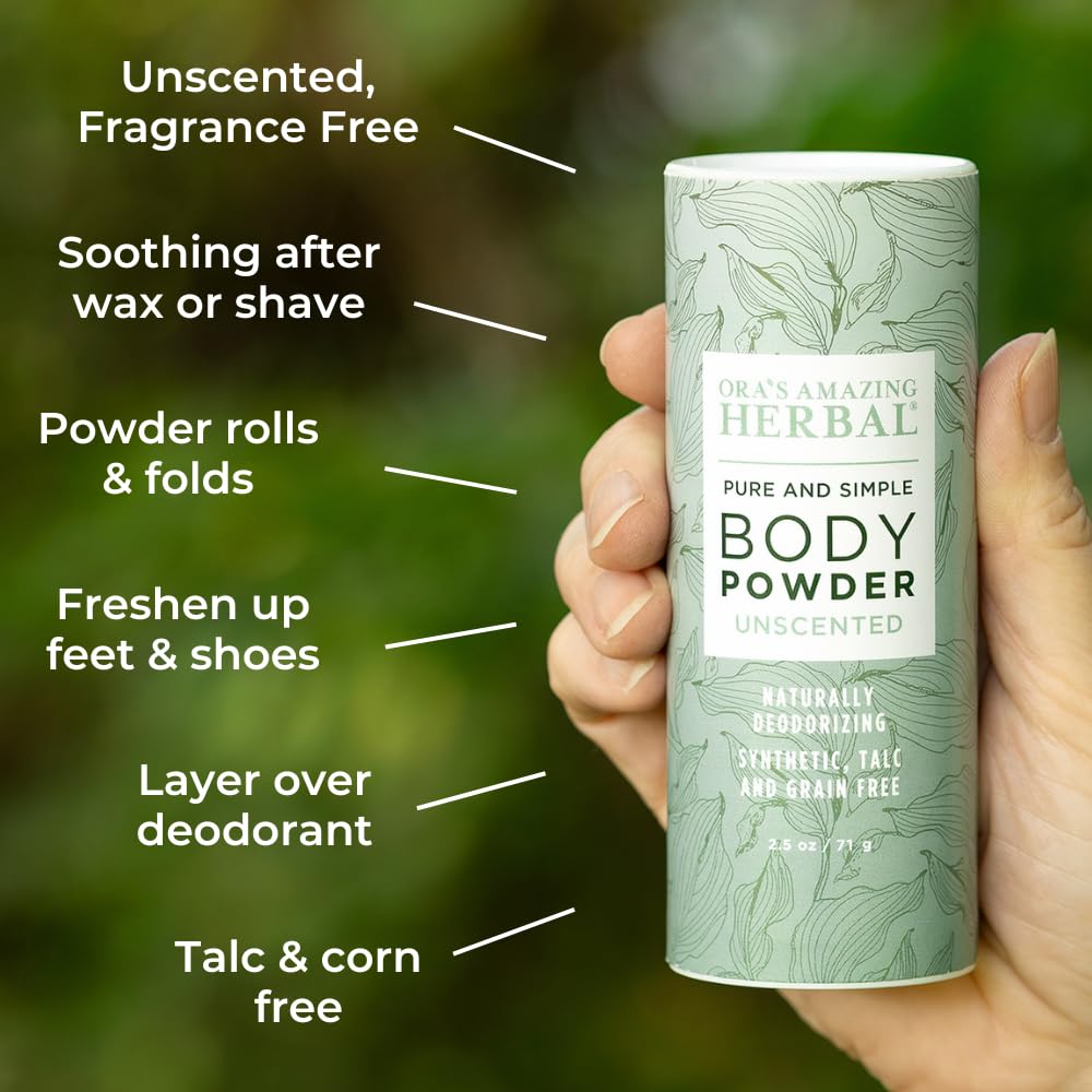 Ora's Amazing Herbal Fragrance Free Body Powder for Women and Men, Unscented Talc Free Talcum Powder, Cornstarch Free Dusting, Waxing, Natural Beauty & Personal Care Ora's Amazing Herbal