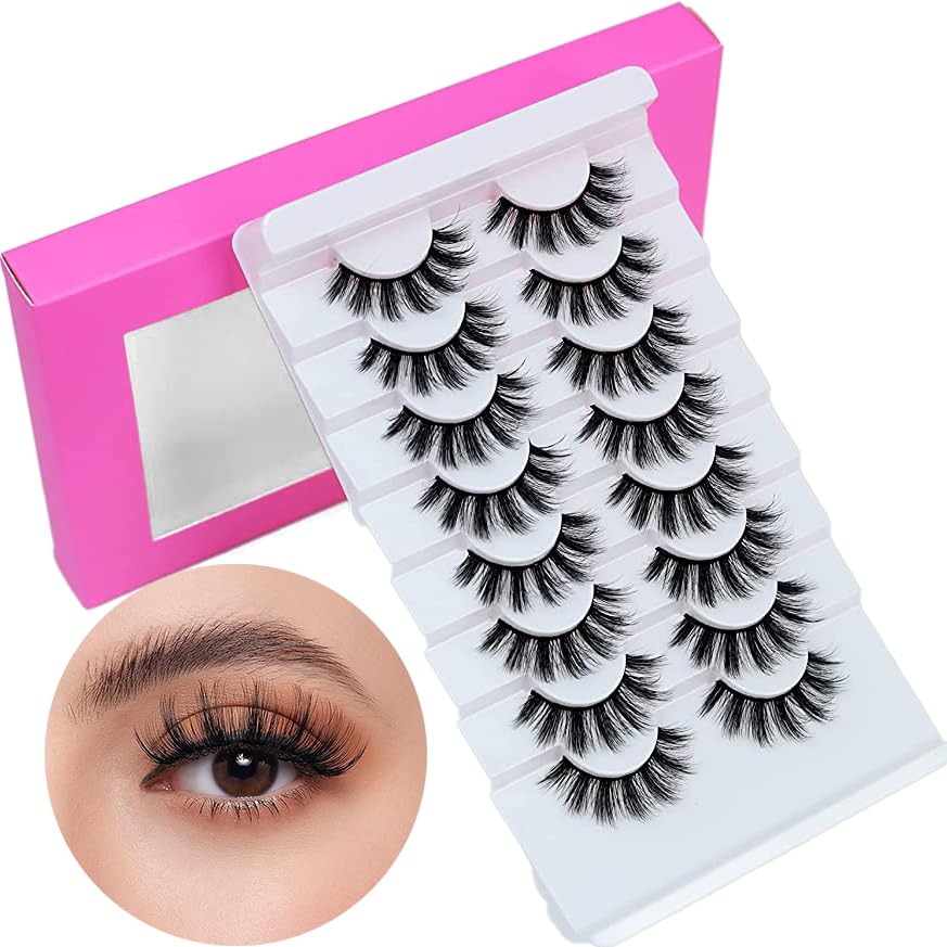 beautykaisen 8Pair 3D False Eyelashes Fluffy Natural Look PACK Volume Fluffy Natural Faux Mink Lashes(3D999 DRAK PINK) Beauty & Personal Care beautykaisen