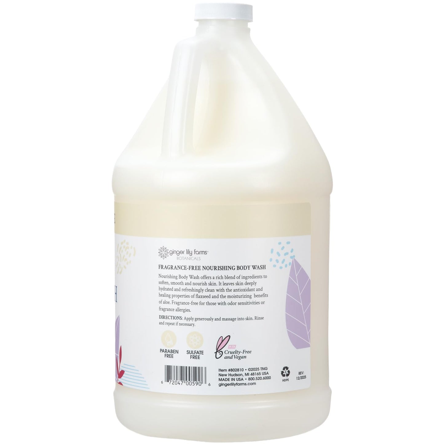 Ginger Lily Farms Botanicals Nourishing Body Wash, 100% Vegan & Cruelty-Free, Fragrance Free, 1 Gallon Refill (Pack of 4) Beauty & Personal Care Ginger Lily Farms