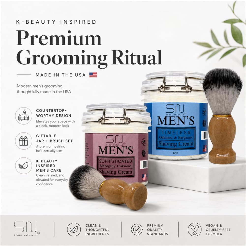 Seoul Naturals Sophisticated Mahogany Teakwood Shaving Cream, k beauty, 6 oz Beauty and Personal Care Seoul Naturals