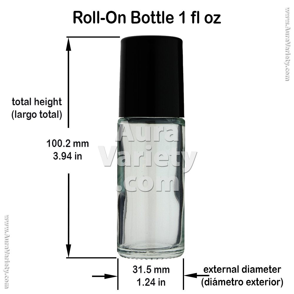144-PIECE 1 OZ 30 ML ROLL ON PLAIN EMPTY REFILLABLE GLASS BOTTLE (Perfume Fragrance Cologne Essential Oil) Beauty & Personal Care Aura Variety
