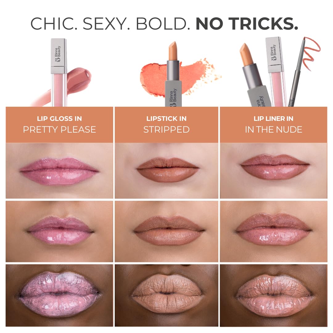 Rinna Beauty Icon Lip Kit - Delilah - All-in-One Lip Kit Includes Lipstick, Lip Gloss, Lip Liner - PINK NUDE look - Anti-Aging, Moisturizing, Beauty & Personal Care Rinna Beauty