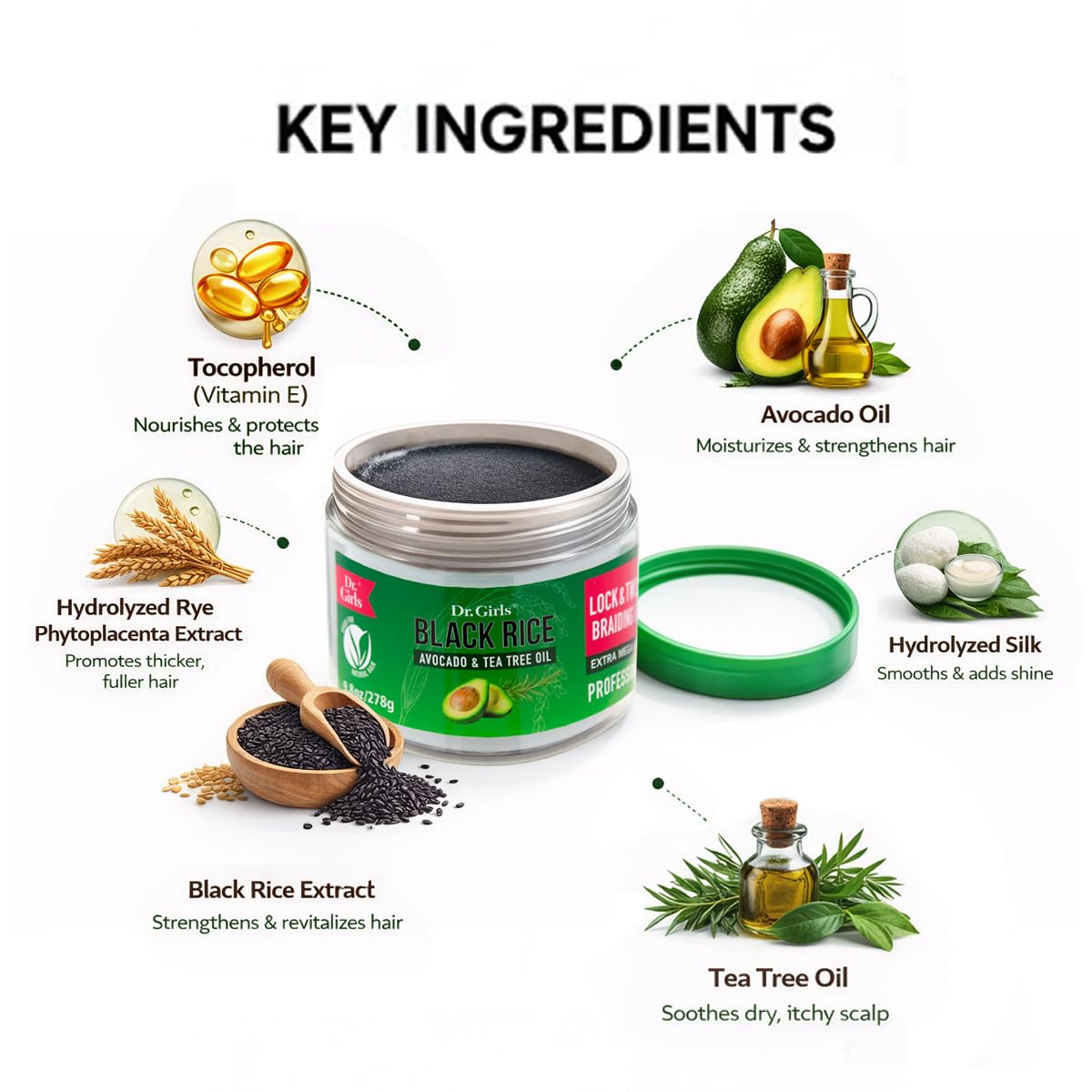 Dr Girls Super Grow Loc & Twists Braiding Conditioning Gel/9.8oz/ Extra Mega Hold (Avocado + Tea Tree) Beauty & Personal Care R&B Collection