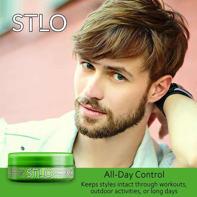 STLO Pomade High Shine - Medium Hold - Hair Styling Cream for Frizz Control and All Day Professional Look Beauty & Personal Care STLO