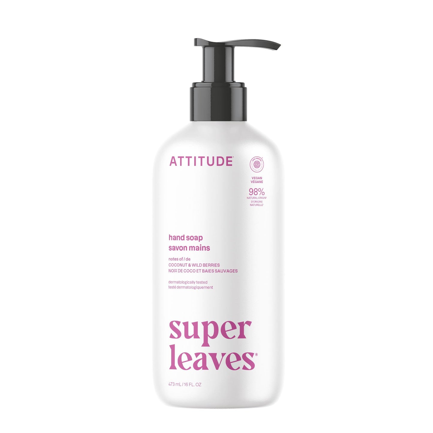 ATTITUDE Liquid Hand Soap, EWG Verified, Plant and Mineral-Based, Vegan Personal Care Products, Coconut & Wild Berries Scent, 16 Fl Oz Beauty & Personal Care BIO SPECTRA ATTITUDE