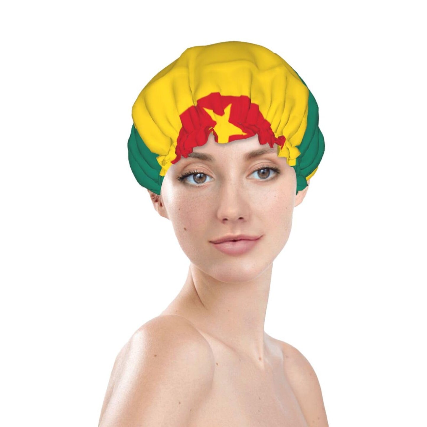 Grenada Flag Prints Shower Cap Double Layer Lined Waterproof Bathing Shower Hat Beauty and Personal Care Hayyett
