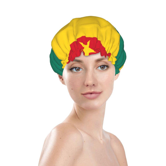 Grenada Flag Prints Shower Cap Double Layer Lined Waterproof Bathing Shower Hat Beauty and Personal Care Hayyett