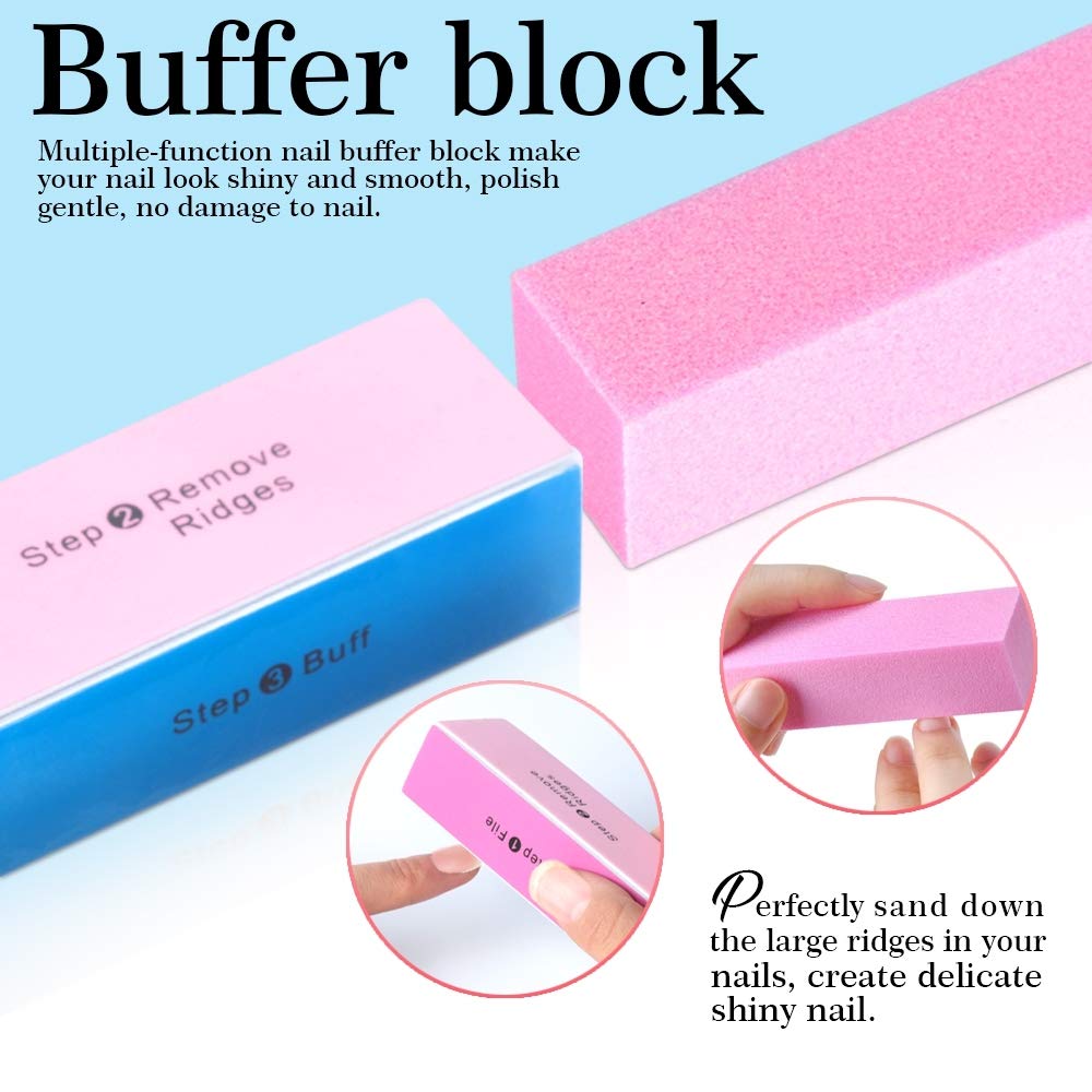 3pcs Double Sided Rectangular Nail File and Buffer, Buffer Block Sponge Polished, Nail Brush, Come with Cuticle Nipper and Pusher, Perfect Manicure Beauty & Personal Care HNYYZL