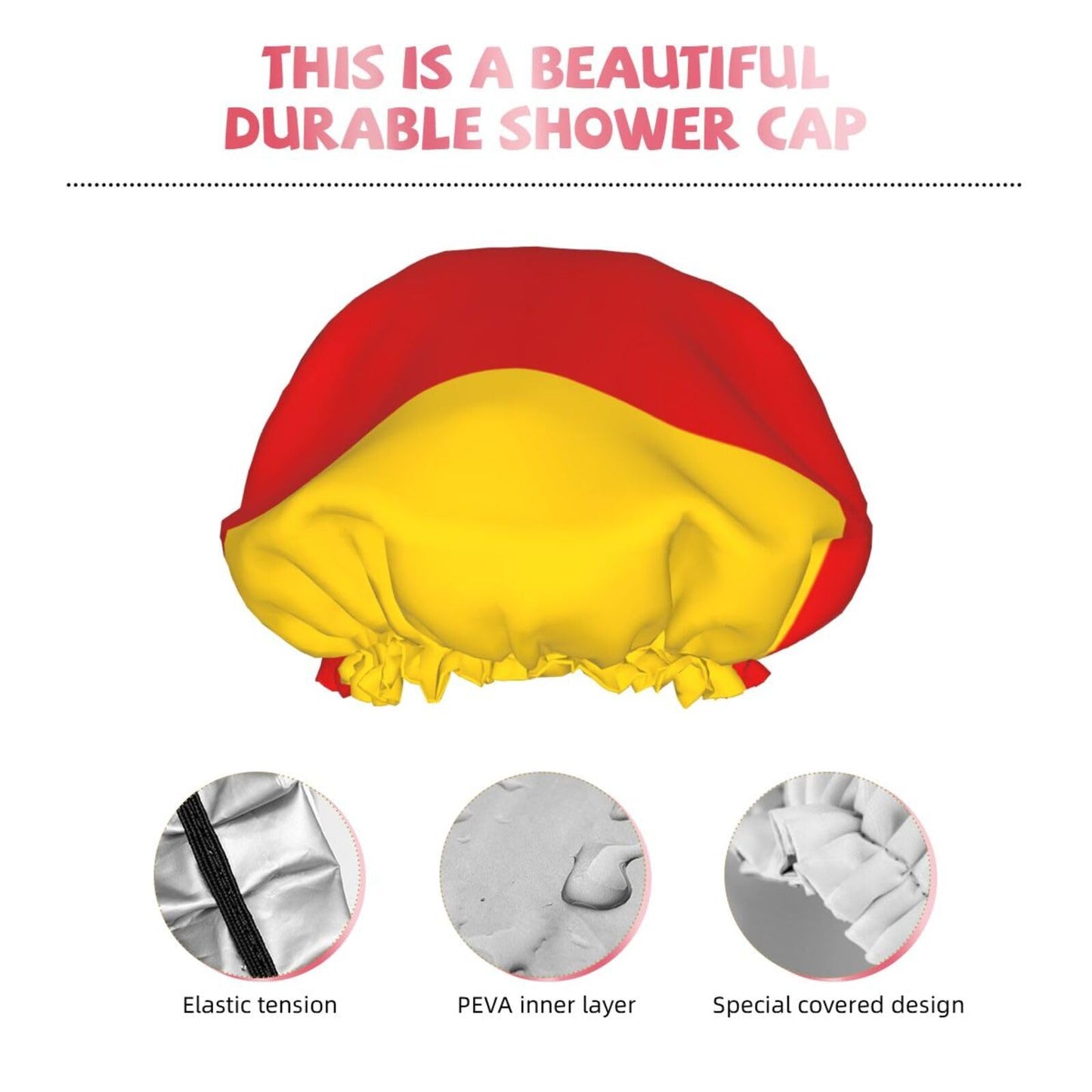 Germany Flag Prints Shower Cap Double Layer Lined Waterproof Bathing Shower Hat Beauty and Personal Care Hayyett