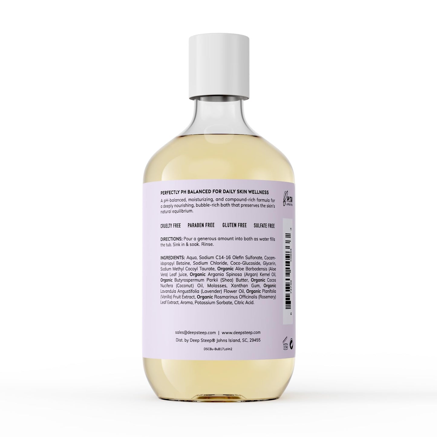 Deep Steep Lavender Vanilla Bubble Bath for Women, Hypoallergenic, Clinically Tested, Clean Formula for Sensitive Skin, Sulfate-Free, 17 fl oz Bottle Beauty and Personal Care Deep Steep