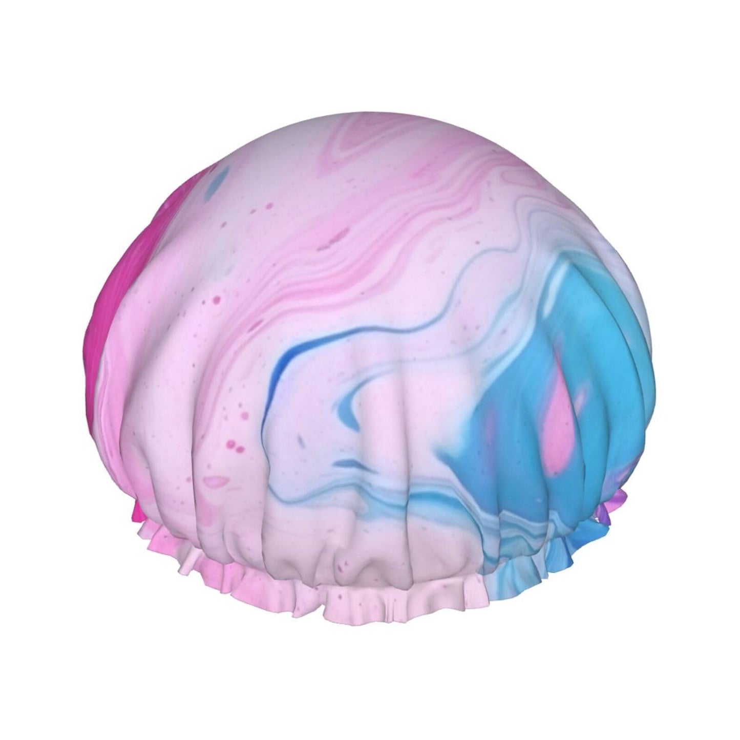 Colorful Marble Pastel Blue Purple Shower Cap for Women Men Large Reusable Shower Bonnet Double-Layer Waterproof Bath Caps Elastic Band Hair Hat Beauty and Personal Care BWLHJKE