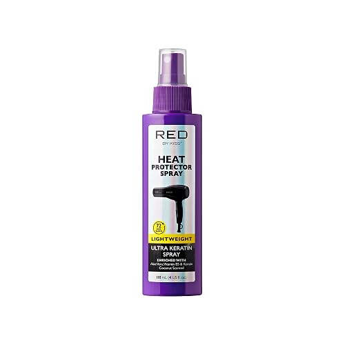 Red by Kiss Heat Protector, 4 Fl Oz - Ultra Keratin Spray for Thermal Protection, Enriched with Vitamin B5 & Keratin, Hydration, Strength, and Anti Beauty & Personal Care Red by Kiss