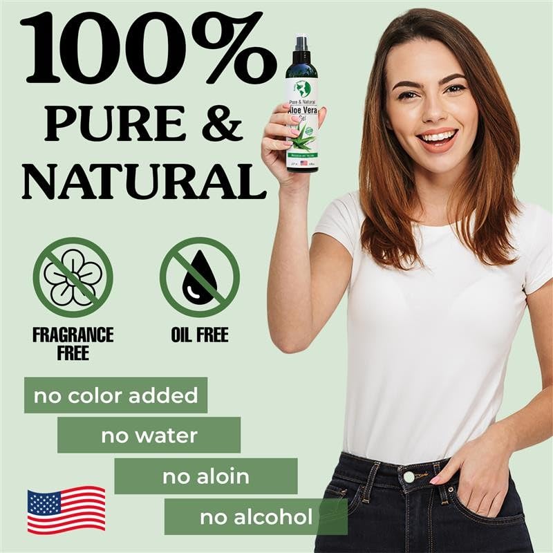 Earth’s Daughter Organic Aloe Vera Gel from Fresh Cut 100% Pure Organic Aloe leaves - Fast Absorbing for Face, Skin, Hair & Body - Vegan, Unscented Beauty & Personal Care Earth's Daughter