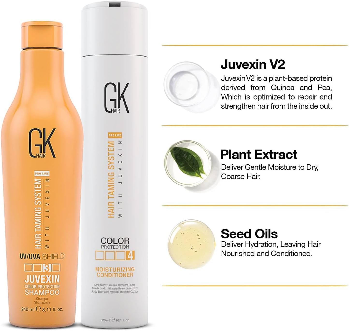 GK HAIR Color Shield Shampoo and Moisturizing Conditioner Kit with no Paraben and Sulfate for Environmentally Stressed Heat Damaged and Color Treated Beauty & Personal Care GK HAIR