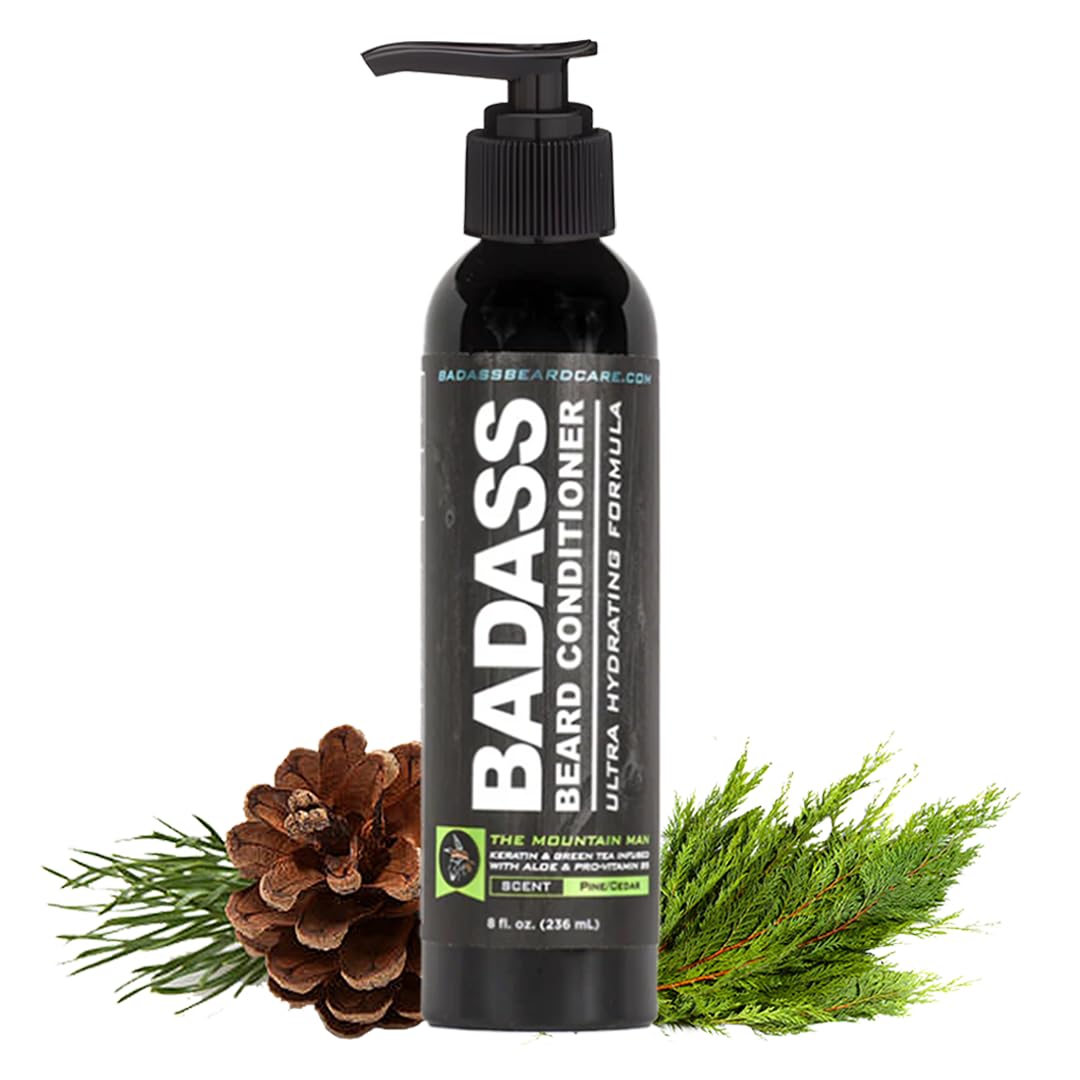 Badass Beard Care Beard Conditioner - THE MOUNTAIN MAN, 8 oz - Made of Natural Ingredients for A Healthy, Soft, & Itch Free Beard and Mustache Beauty and Personal Care Badass Beard Care