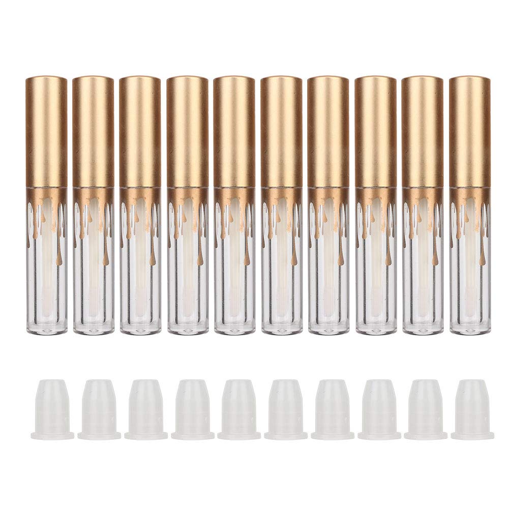 10 pcs Empty Lip Gloss Tubes, Transparent and Glod Plastic Lip Gloss Tube Containers DIY Lipstick Balm Travel Makeup Transparent Bottle With Matte Beauty & Personal Care Rotekt1740