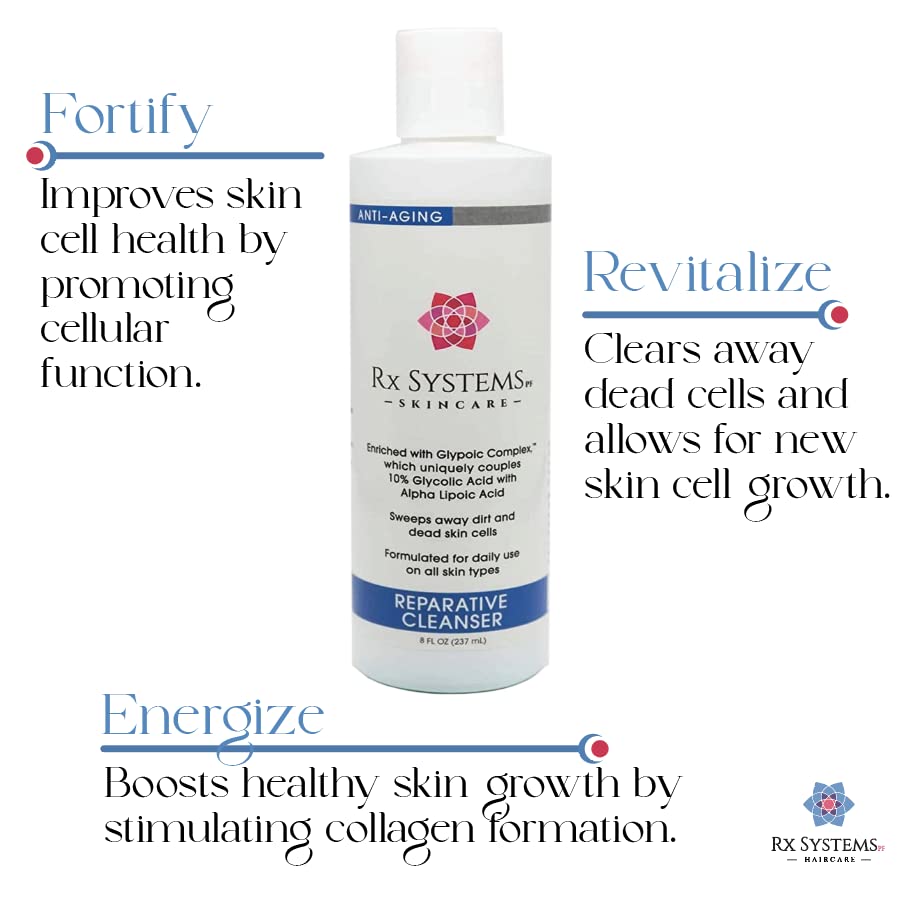 Rx Systems PF Reparative Facial Cleanser 8 oz, Repairs Skin, Clears away Oil and Dirt Build Up, Prevents Acne and Clogged Pores Beauty & Personal Care Rx Systems