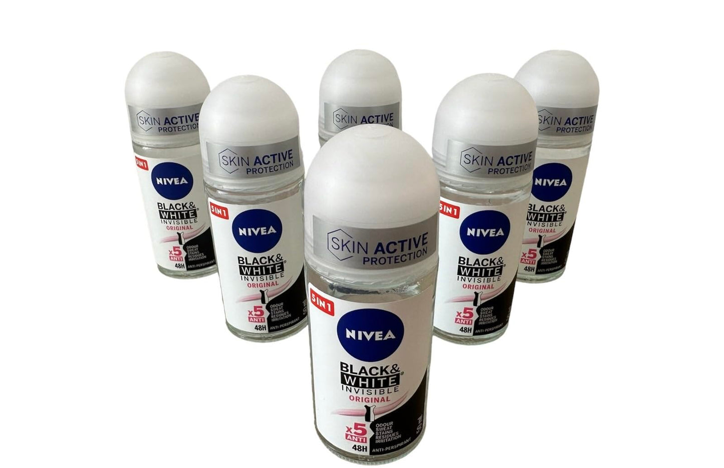 NIVEA 50ml Invisible Black And White Clear Roll On Anti Perspirant Deodorant, Pack of 6 Beauty and Personal Care NIVEA