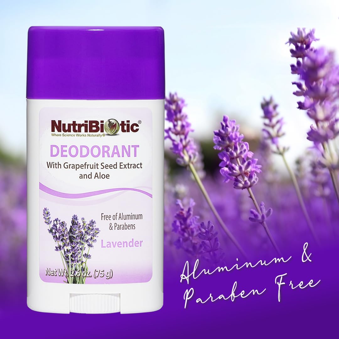 NutriBiotic Deodorant, Lavender, 2.6 Oz Stick Twin Pack - with Witch Hazel, Grapefruit Seed Extract, Aloe & Lavender Oil - Vegan & Free of Aluminum Beauty and Personal Care NutriBiotic