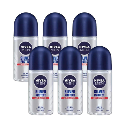 Nivea Men Silver Protect Roll-On Deodorant - 1.69 fl oz - Pack of 6 Beauty and Personal Care NIVEA