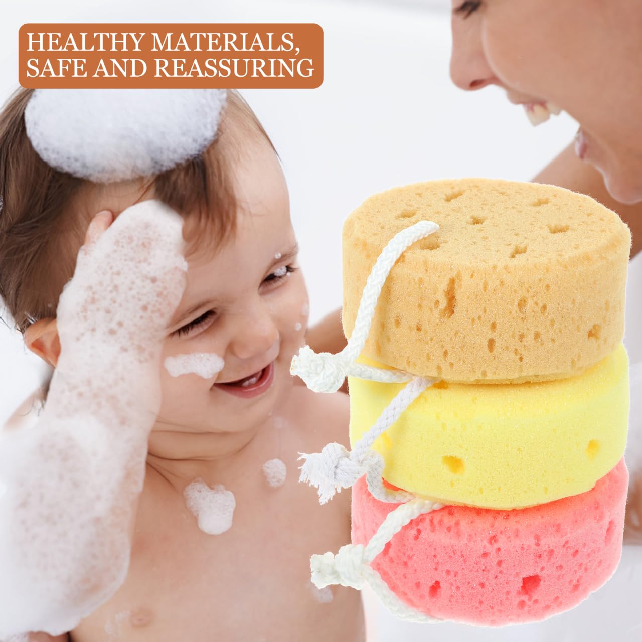 3pcs Bath Sponges, Sponge Loofah Body Scrubber for Women, Men, Teenager, Soft Skin-Friendly, Dual-Sided Design, Shower Pouf Cleaning for Shower Beauty and Personal Care WOFASHPURET