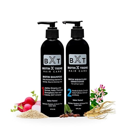 Biotin X Treme Hair Care Biotin Shampoo and Conditioner Set - Natural DHT Blocker for Hair Growth & Thinning Hair - Sulfate & Paraben Free Thickening Beauty & Personal Care Biotin X Treme Hair Care