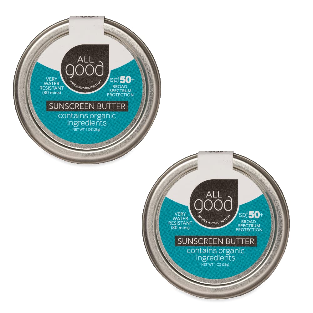 All Good Sunscreen - Zinc Oxide Sunscreen - Travel Size SPF 50+, Water Resistant for Face, Nose, Ears 1 oz (2-pack) Beauty & Personal Care All Good Makes Everything Better