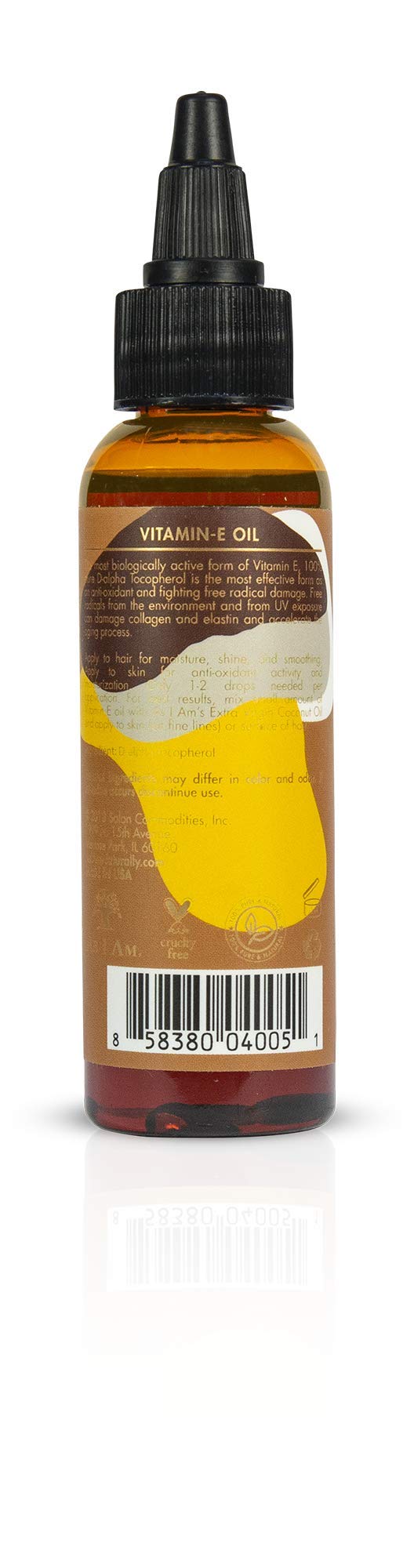 As I Am Pure Oils Vitamin E Oil - 2 Ounce - 100% Pure D-Alpha Tocopherol - Super Anti-Oxidant - Fights Free Radicals - Prevents UV Damage - Preserves Beauty & Personal Care As I Am