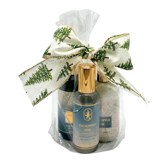 Bath & Body Works EUCALYPTUS PINE Essential Oil Mist, Body Wash & Foam Bath, and Moisturizing Body Lotion 3pc Gift Set with w/ 30-Inch Christmas Pine Beauty and Personal Care Bath & Body Works