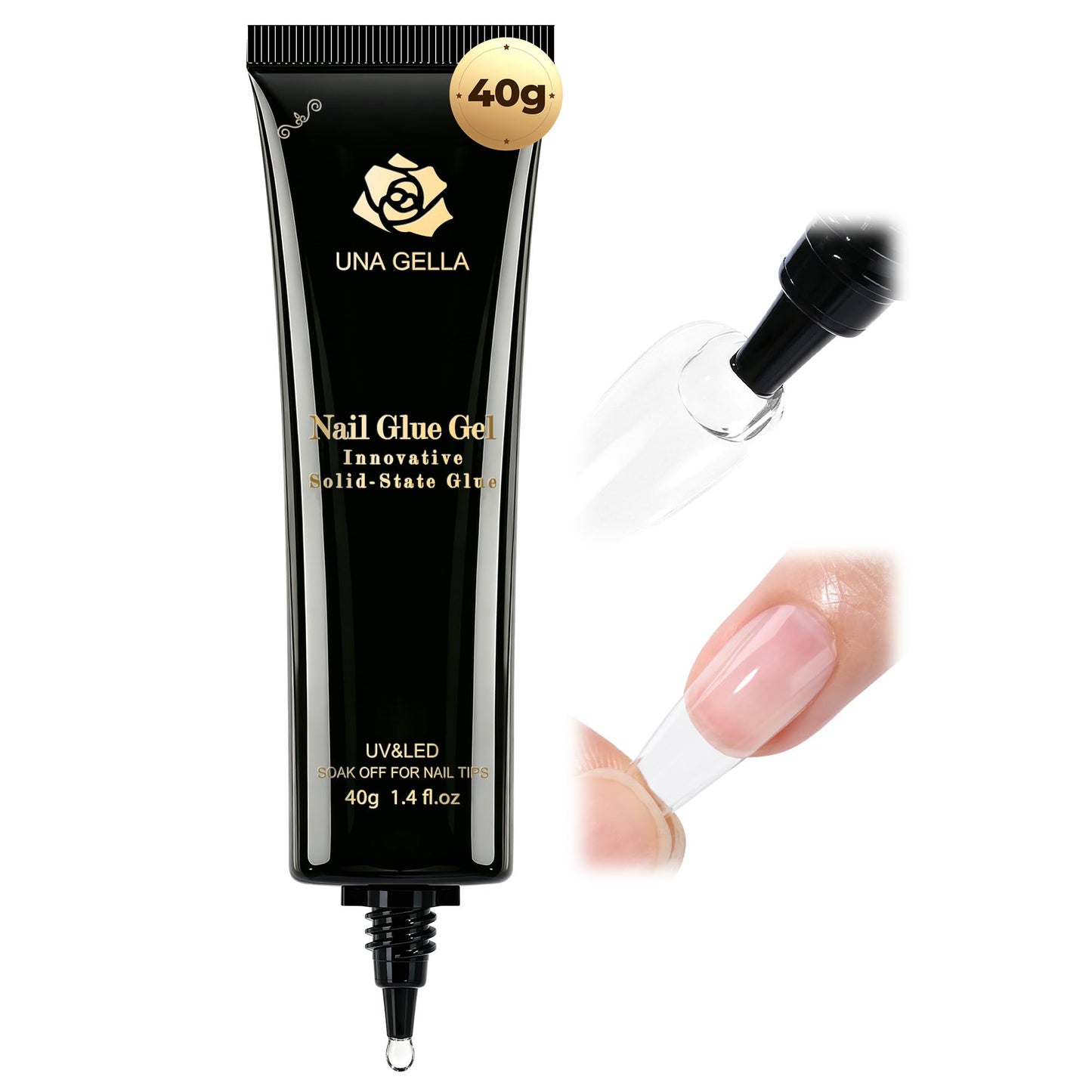 UNA GELLA Gel Nail Glue, Solid Nails Gl ue Gel 40g Lamp Curing Needed Soak Off G LUE Strong Nail G LUE G el for Acrylic Fake Nails Tips Extension Beauty and Personal Care UNA GELLA Default Title