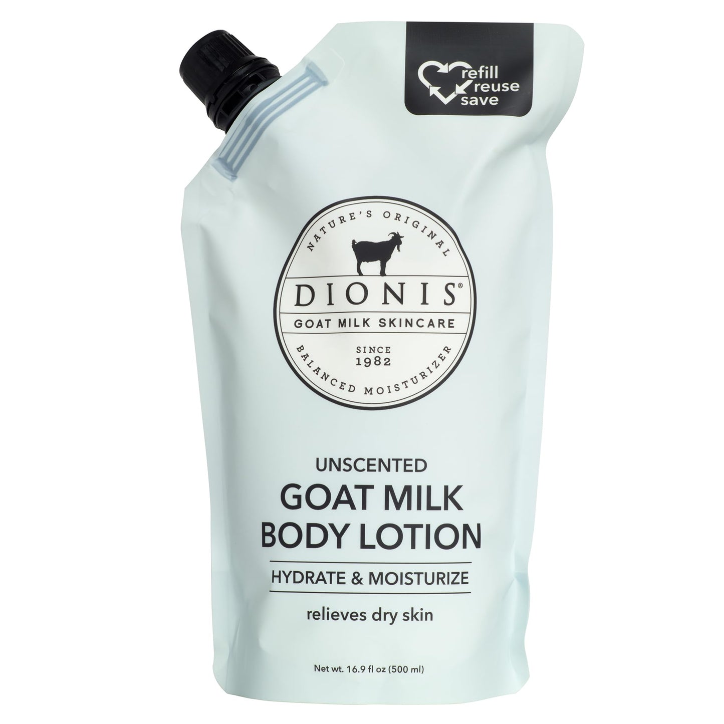 Dionis Goat Milk Lotion Refill - Moisturizing Body Lotion for Dry Skin, Sensitive Skin Safe, Lightweight Non-Greasy Formula, Lotion Pump - Unscented Beauty & Personal Care Dionis