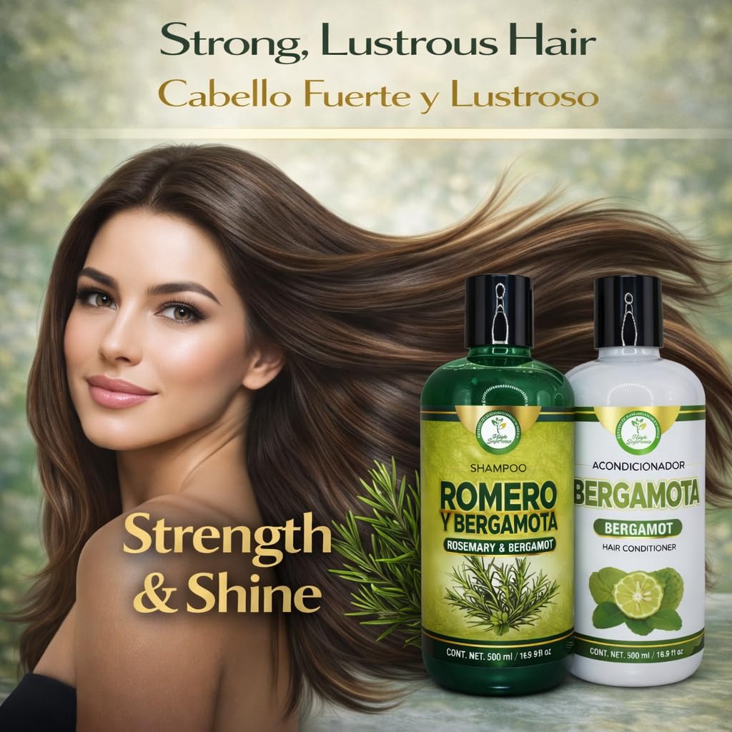 Romero & Bergamota (Rosemary & Bergamot)Shampoo and Conditioner Set-16.9 fl oz Each (500ml) - Botanical Hair Care Duo - Hydrates, Enhances Shine Beauty & Personal Care HIGH SUPREME