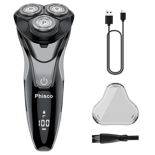 Electric Razor for Men Waterproof: Upgraded Rechargeable IPX7 Waterproof Shaver, Perfect for Men with Sensitive Skin and Travelers with Pop-Up Beauty and Personal Care Phisco