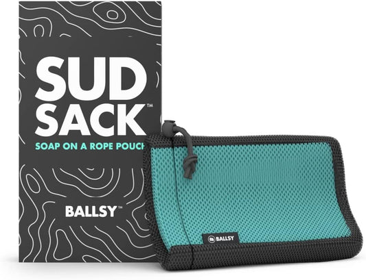 Ballsy Handy Shower Tool - Sud Sack Soap Pouch, Exfoliating Sponge for Baths and Showers - Compatible with Related Bars, Blue Beauty & Personal Care Ballsy