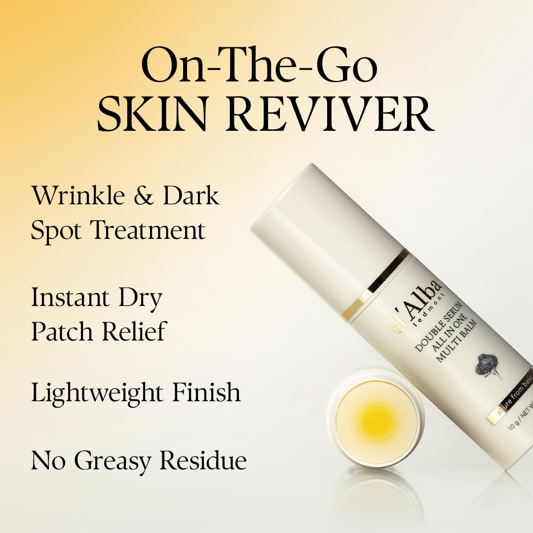 d'alba Piedmont White Truffle Double Serum All-in-one Multi Balm, Stick Balm, Vegan Skincare with Vitamin C and Vegan Collagen, 3-in-1 Anti Wrinkle Beauty and Personal Care d'alba Piedmont