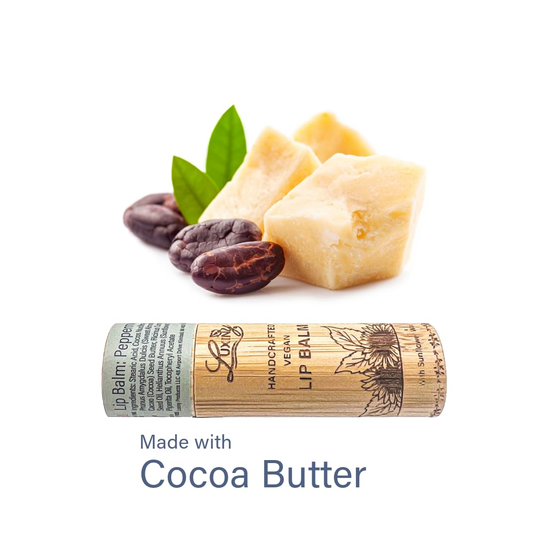 Luxiny Lip Balm in a Bamboo Tube, Vegan Natural Moisturizing, with Sunflower Wax and Vitamin E (Peppermint) Beauty and Personal Care Luxiny
