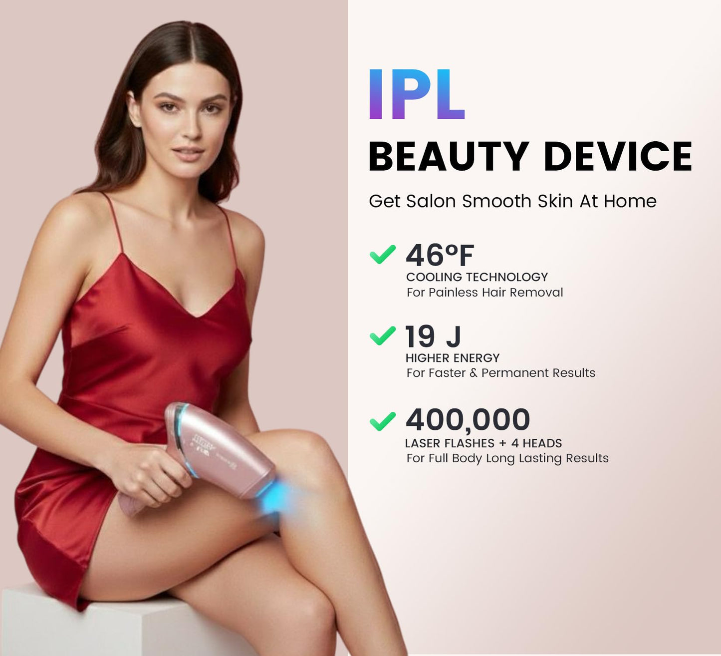 IPL Laser Hair Removal Device for Women & Men, Nex-Gen At Home Laser Hair Removal with 45°F Dual Sapphire Ice Cooling for Painless & Long Lasting Beauty and Personal Care EVO GLOW