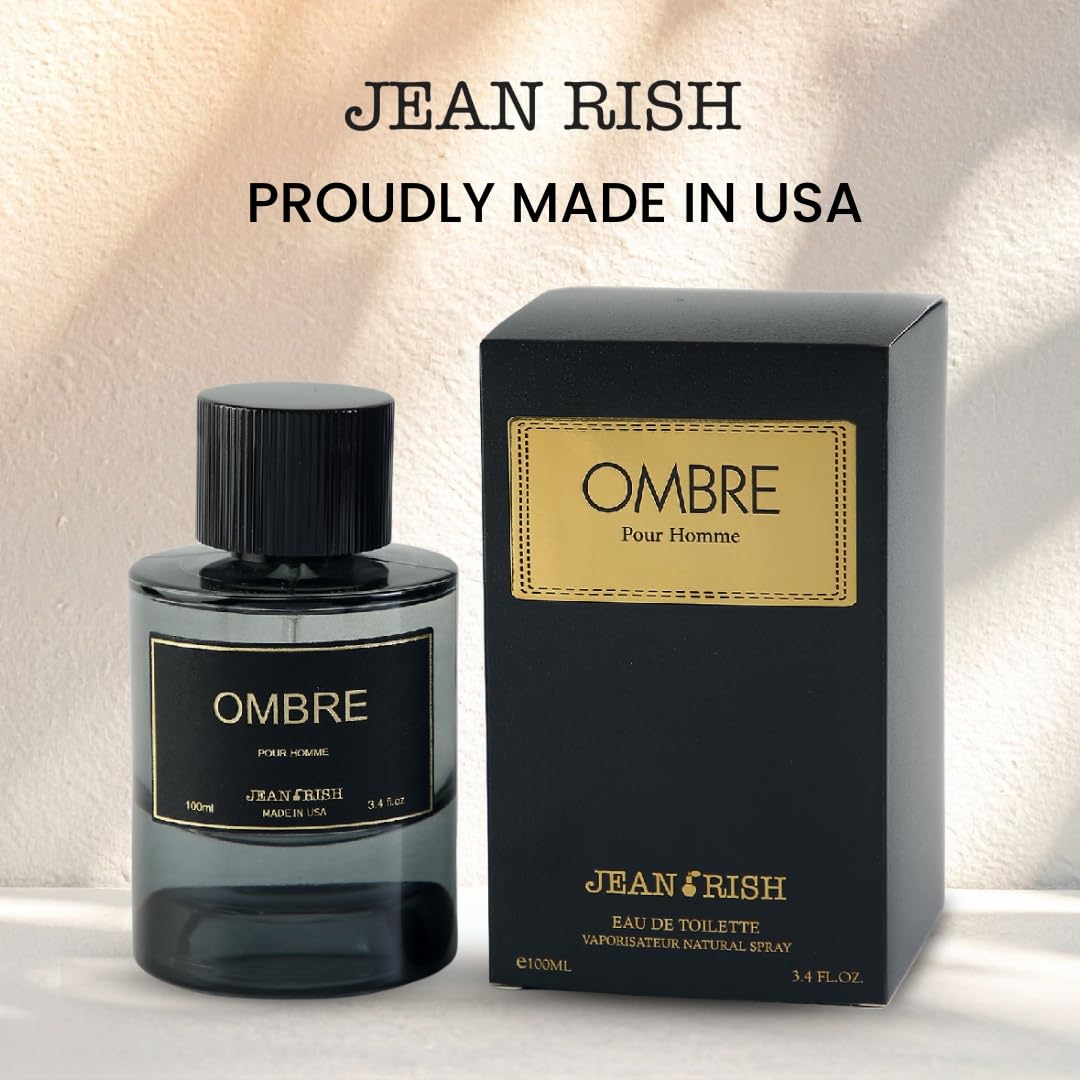 Jean Rish Ombre Perfume for Men Eau De Parfum, Long-Lasting Luxury Fragrance, Made In USA - Lemon, Mint, Green Apple, Vanilla, Cedar Scent - 100ml Beauty & Personal Care Jean Rish