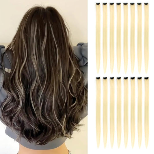 8Pcs Color Clip in Hair Extensions Blue Multiple Color Hair 20inch Colorful Straight Fashion Clip on Hairpieces for Girls Women Beauty and Personal Care KGBFASS Default Title