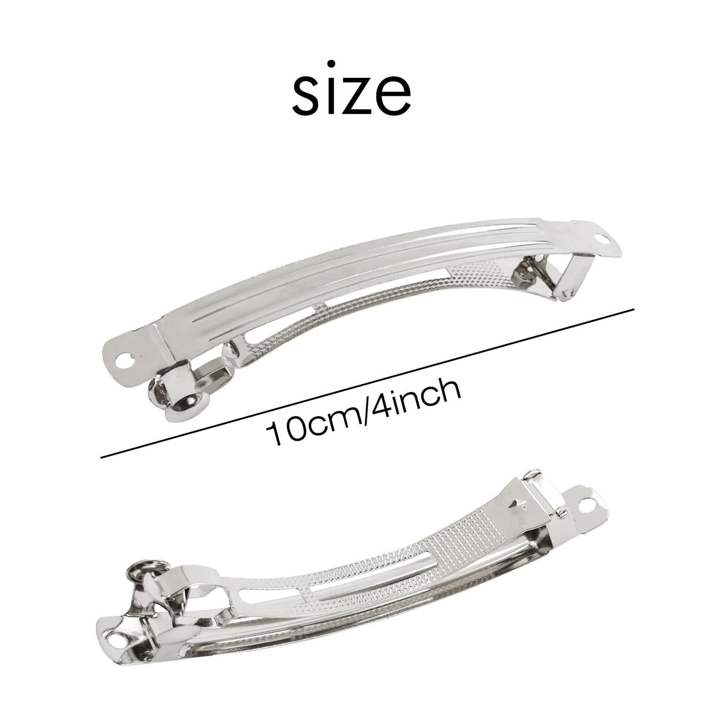 Lawie 50 Pack 4 Inch Large Silver Blank Rectangle Metal French Barrette 10cm Hair Clips DIY Crafts Plain Barrettes for Bows Thick Hair Snap Clips Beauty & Personal Care Lawie